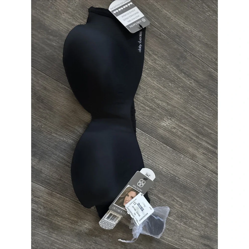 Daisy‎ Fuentes Push Up Black Wing Push Up Bra Size 36 C Black NWT